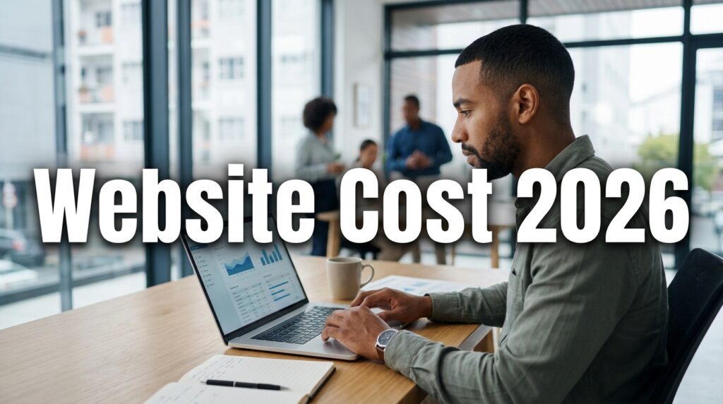 Small business owner reviewing website cost and digital marketing plans