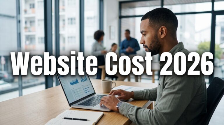 Small business owner reviewing website cost and digital marketing plans